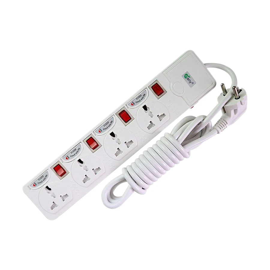 Many MTS-144 2 Pin 4 Port Power Strip 3 Meter White