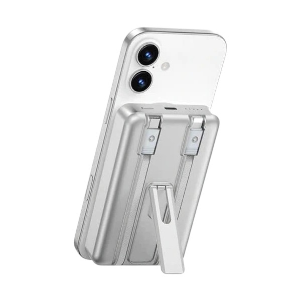 WIWU Elite Wi-P056 ডুয়াল ক্যাবল 10000mAh 15W ম্যাগনেটিক ওয়্যারলেস পাওয়ার ব্যাংক (সিলভার)