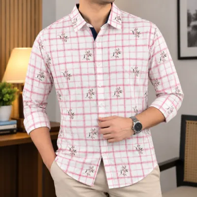 পুরুষদের পিওর কটন চেক কনট্রাস্ট শার্ট