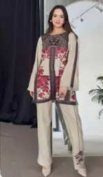 Dubai Silk ডিজিটাল প্রিন্ট টু পিস মেয়েদের জন্য, 4টি রং