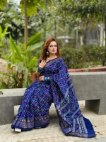 Dhupian Silk Screen Print Saree, 13 Haath, Separate Blouse
