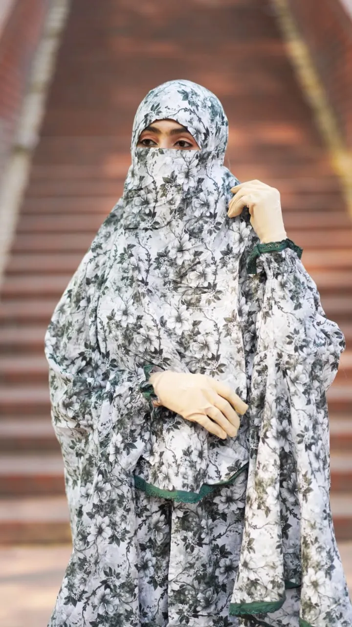 Women's Soft Linen Khimar Set with 30 Inch Niqab