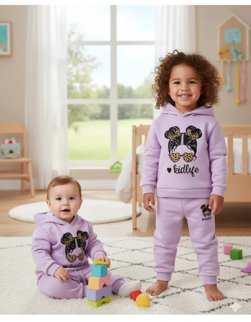 বাচ্চাদের স্টাইলিশ হুডি সেট – প্যান্টসহ, 1–10 বছর