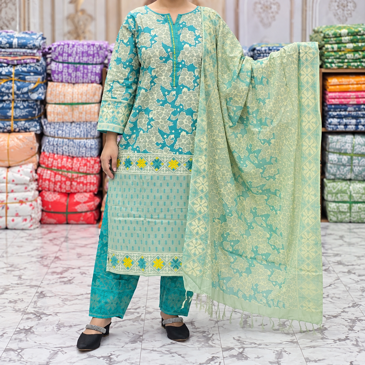 Puja Special Premium Cotton Three-Piece Collection
