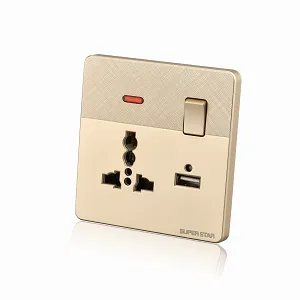 Super Star Gold Ray 3 পিন মাল্টি ফাংশনাল সকেট, USB সহ