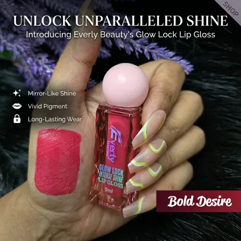 Everly Beauties Glow Lock ইনটেন্স শাইন লিপ গ্লস - Bold Desire