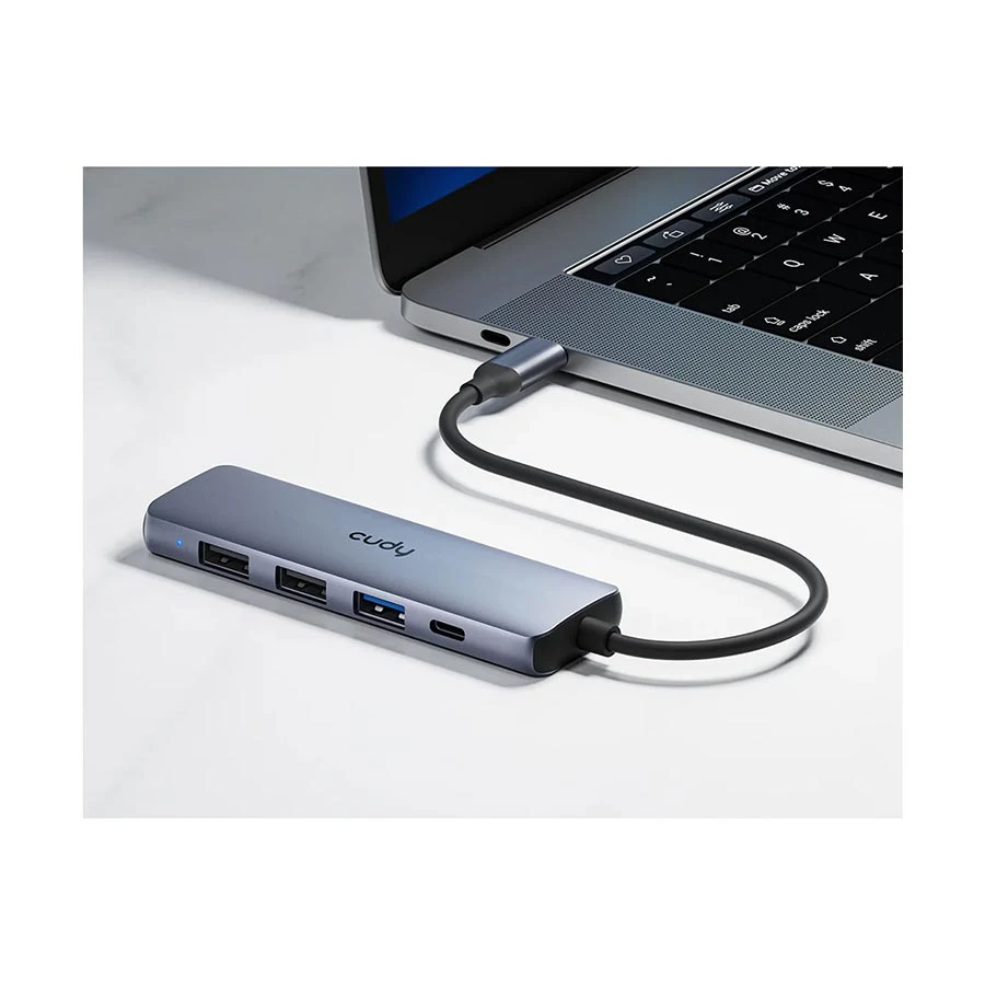 Cudy UH405 USB-C to HDMI, USB 3.2, Dual USB 2.0 & PD Hub Silver Gray
