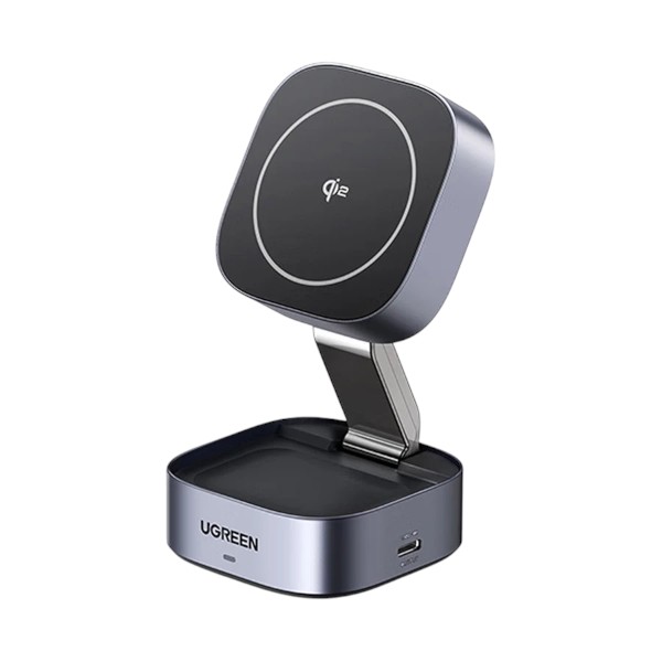 Ugreen W702 15W গ্রে Qi2 2-in-1 ম্যাগনেটিক ওয়্যারলেস চার্জার