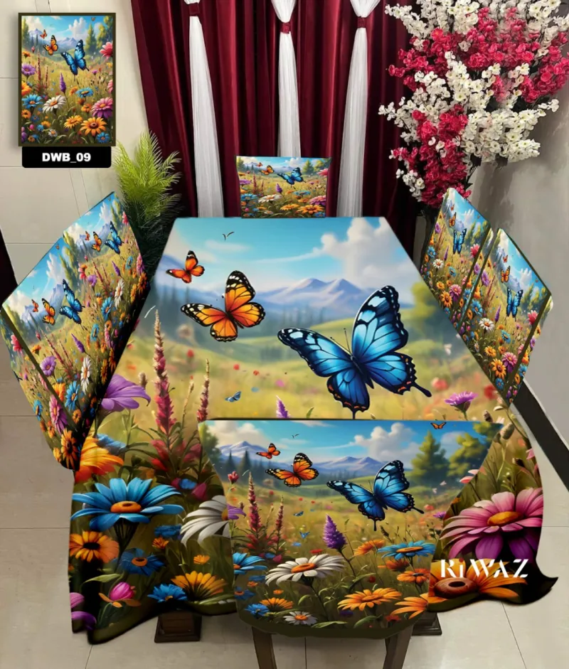ডাইনিং চেয়ার ও টেবিল কভার সেট, 3D প্রিন্ট, 18 x 21 ইঞ্চি