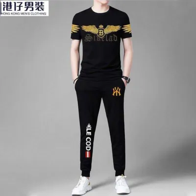 Men's Half Sleeve T-Shirt and Interlock Cotton Jogger Trouser Set