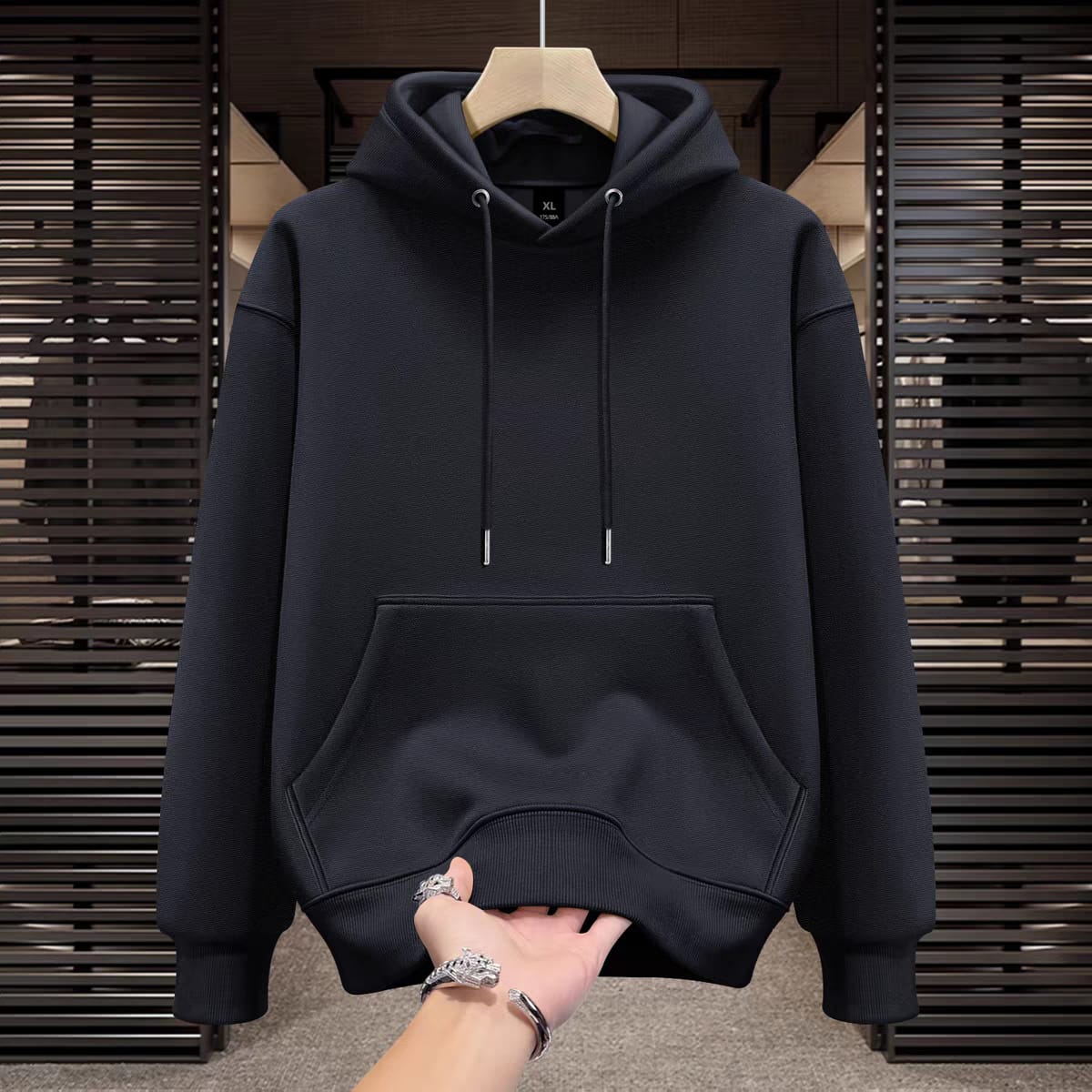 Men's Full Sleeve Winter Hoodie, 320 GSM Cotton, 4 Colour Choices