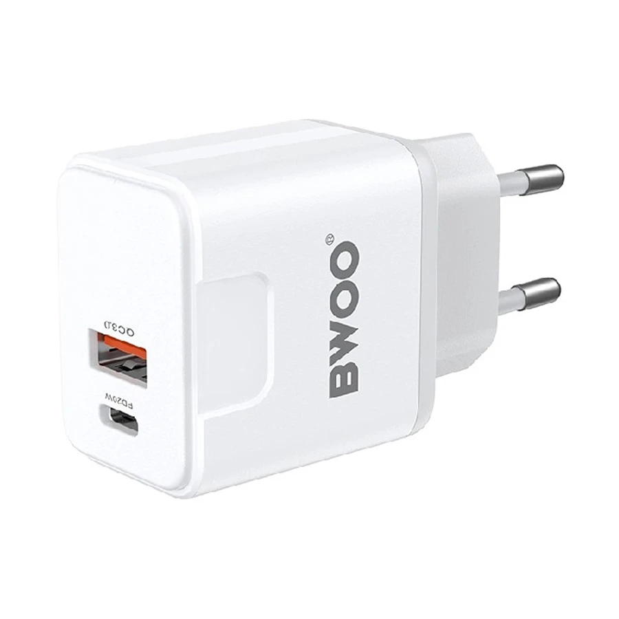 Bwoo BO-CDA157C-C 20W QC 3.0 USB & USB-C Charger with Cable White (EU)