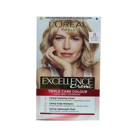 L'Oreal Excellence ক্রিম ট্রিপল কেয়ার হেয়ার কালার - 8 ন্যাচারাল ব্লন্ড