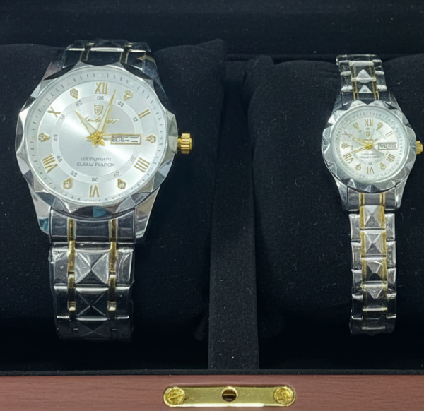Poedagar Luxury Couple Watch (Water Resistant)