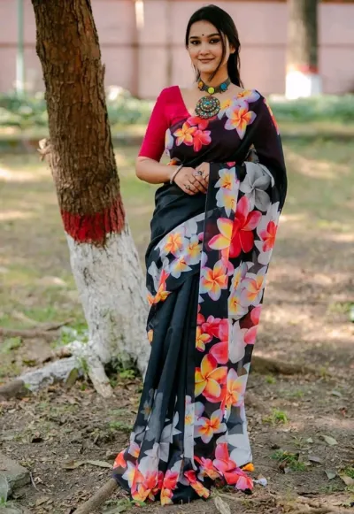 ডিজিটাল প্রিন্ট চান্দেরি সিল্ক শাড়ি, শুধু শাড়ি, 4 রং