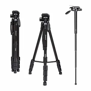 Jmary KP2599 প্রফেশনাল ক্যামেরা ট্রাইপড ও মনোপড – কালো