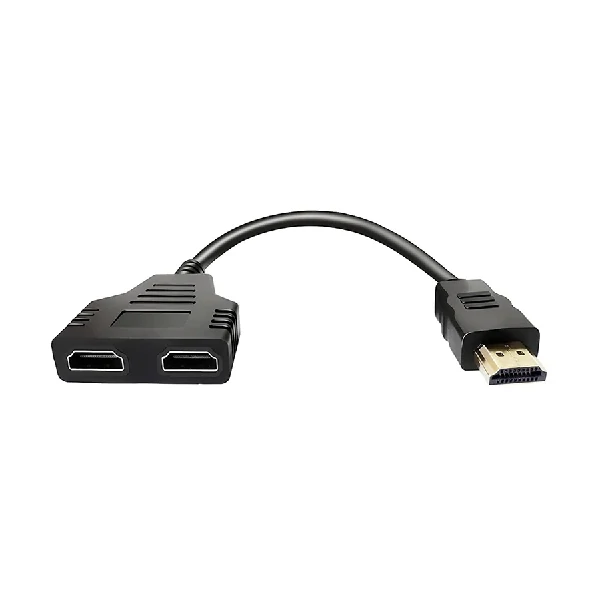 K2 HDMI মেইল টু ডুয়াল HDMI ফিমেল ব্ল্যাক স্প্লিটার