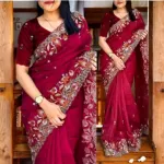 White Gold এমব্রয়ডারি পার্টি শাড়ি