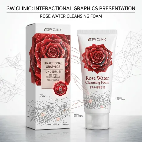 3W Clinic রোজ ওয়াটার ক্লেনজিং ফোম 100ml