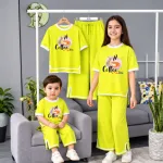 বাচ্চাদের কটন হাফ স্লিভ টি-শার্ট ও প্যান্ট সেট (লাইম গ্রীন)