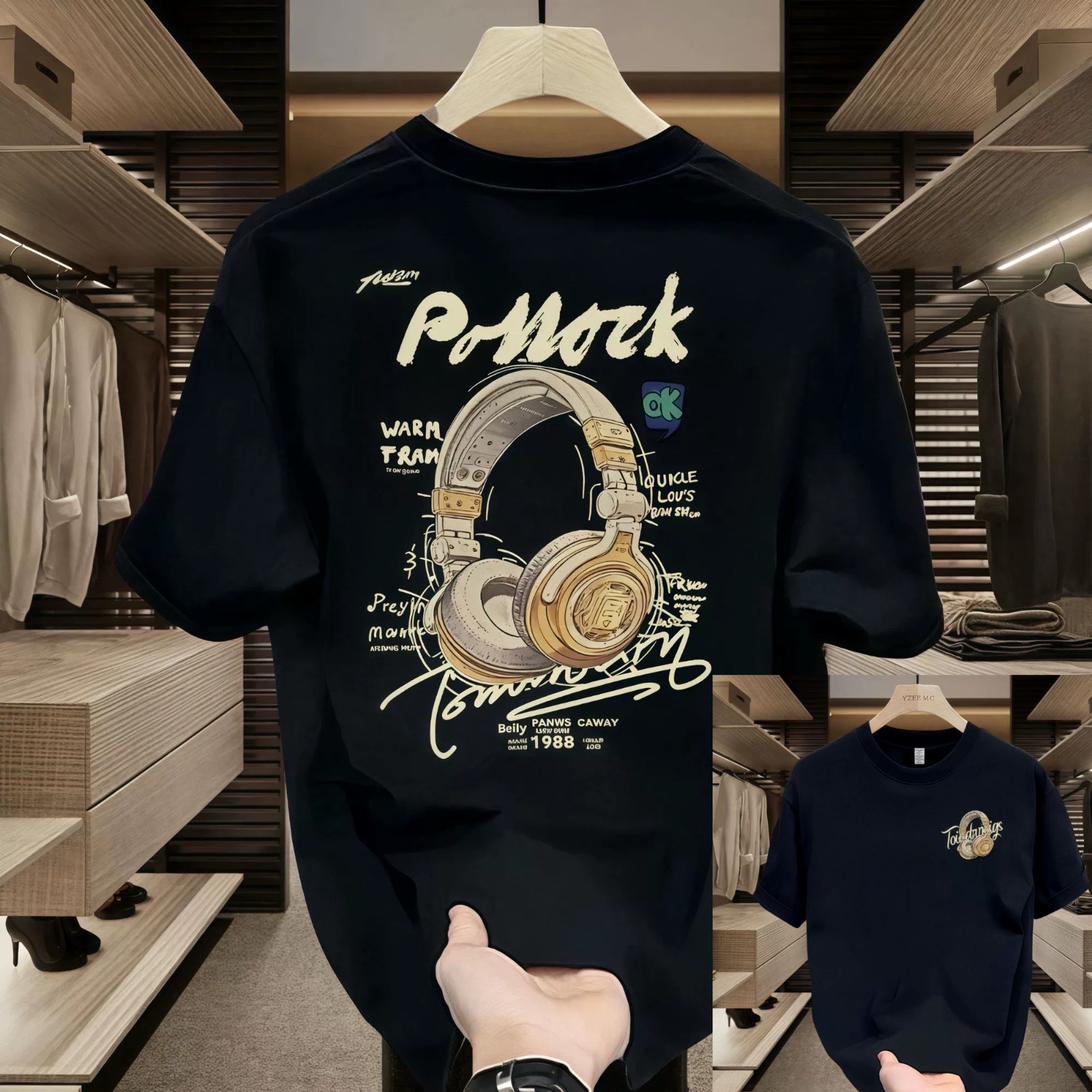 Men's Cotton-Spandex Drop Shoulder T-Shirt with DTF Print