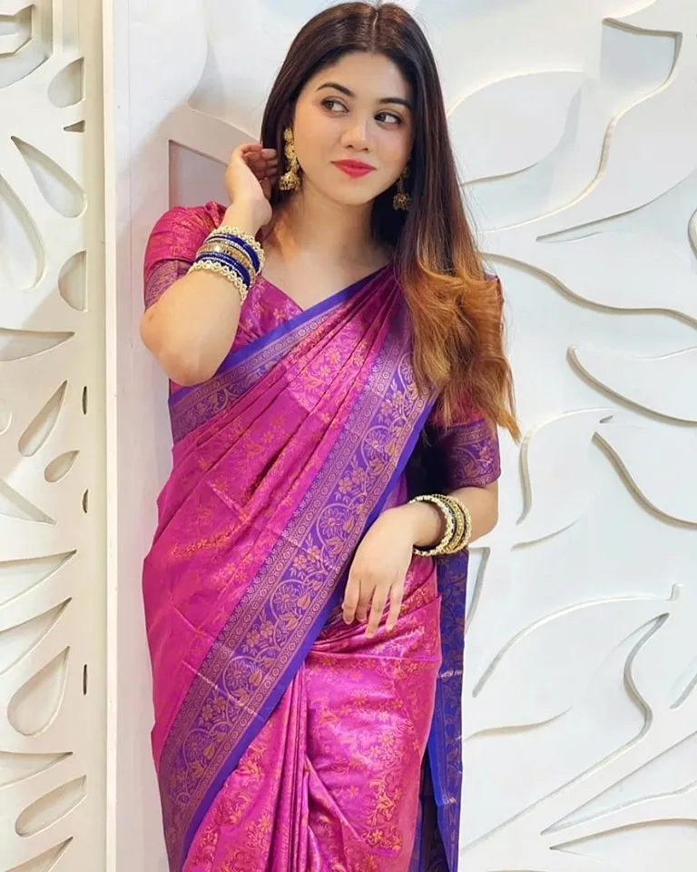 হালকা কাঞ্জিভরম সিল্ক শাড়ি, রানিং ব্লাউজসহ, 6 রং