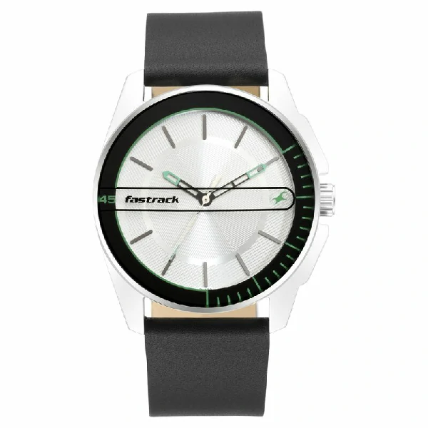 Fastrack NS3089SL15 Wear Your Look Quartz Analog Silver Dial Leather Strap Watch