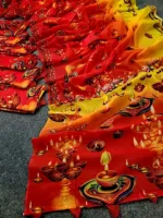 Chanderi Silk Floral Print Saree without Blouse, 5 Colours