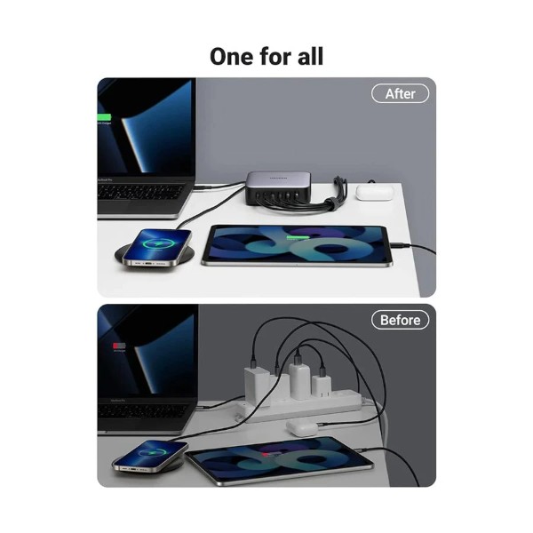 Ugreen CD271 200W 6 Port GaN মাল্টিপোর্ট ডেস্কটপ চার্জিং স্টেশন