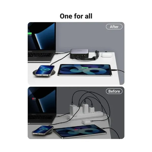Ugreen CD271 200W 6 পোর্ট GaN মাল্টিপোর্ট ডেস্কটপ চার্জিং স্টেশন