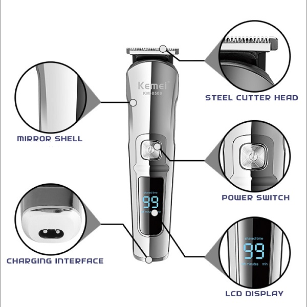 পুরুষদের জন্য Kemei KM-8509 ওয়াটারপ্রুফ হেয়ার ক্লিপার এবং দাড়ি ট্রিমার