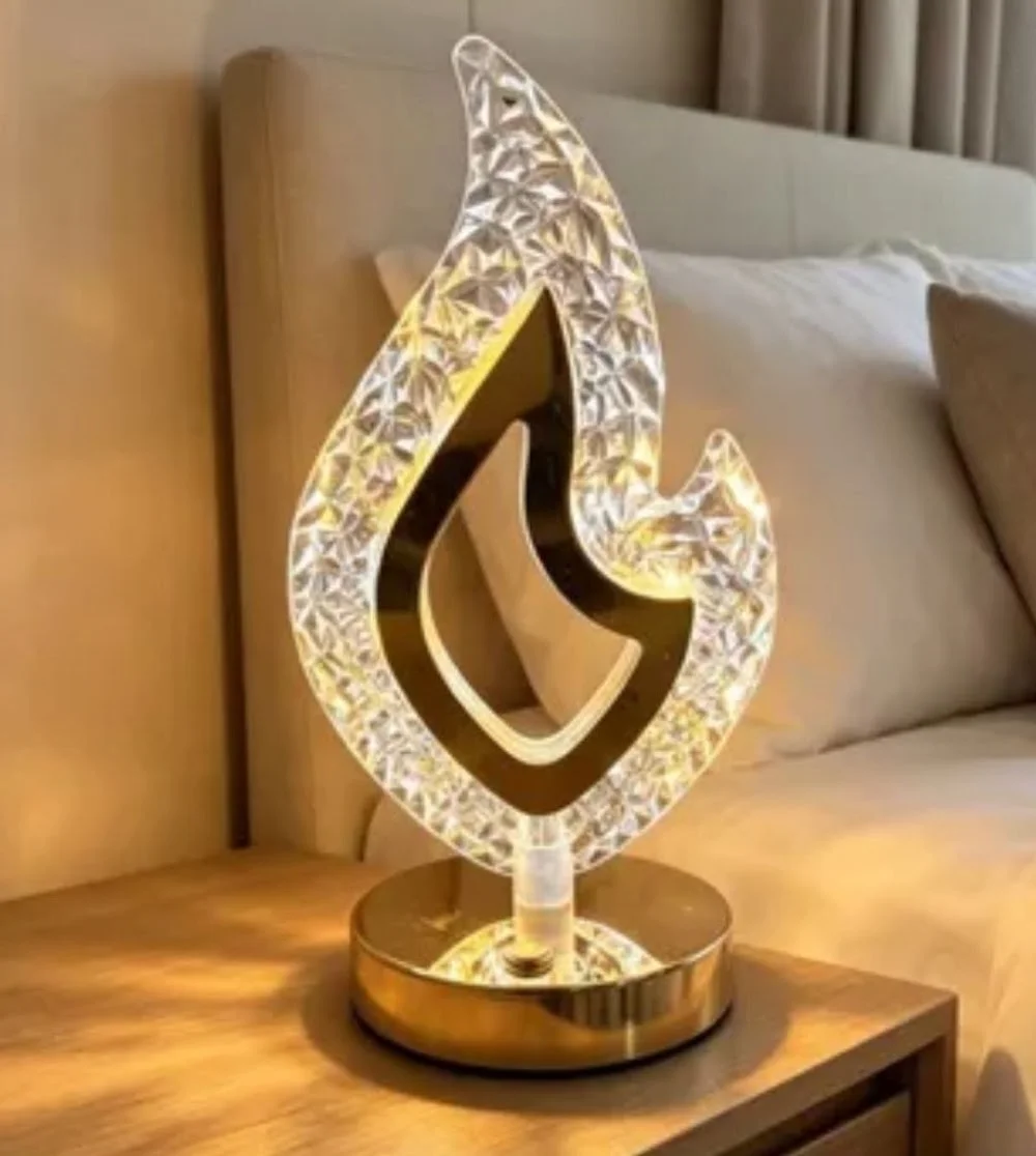 flame-shaped crystal table lamp