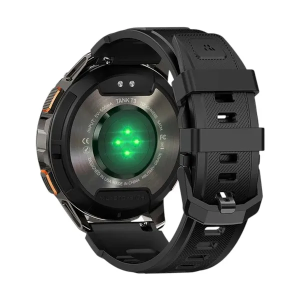 Kospet Tank T3 কালো AMOLED ব্লুটুথ কলিং রাগেড স্মার্টওয়াচ