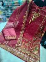 4-Piece Sequin Embroidery Set with Sada Bahar Tissue Orna