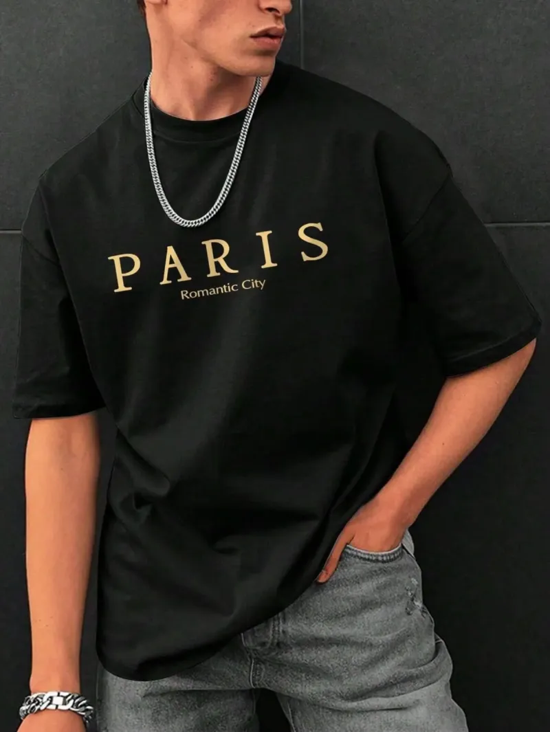 Men's Drop Shoulder T-Shirt, DTF Print on Pure Cotton, Chest 42 to 48