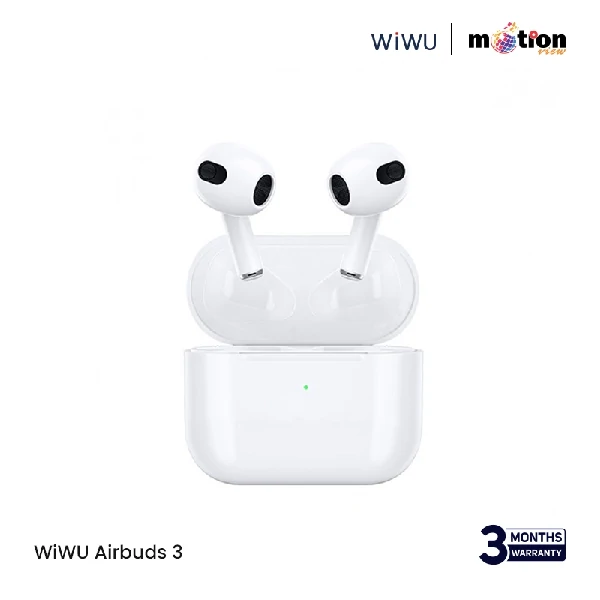 WiWU Airbuds 3 HF Sound Magsafe Charging সহ সিলিকন কেস এবং 1M লাইটনিং কেবল - সাদা