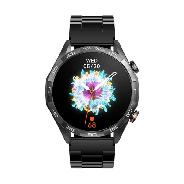 Haylou Solar 5 AMOLED কালো ব্লুটুথ কলিং স্মার্টওয়াচ, মেটালিক ও সিলিকন স্ট্র্যাপসহ