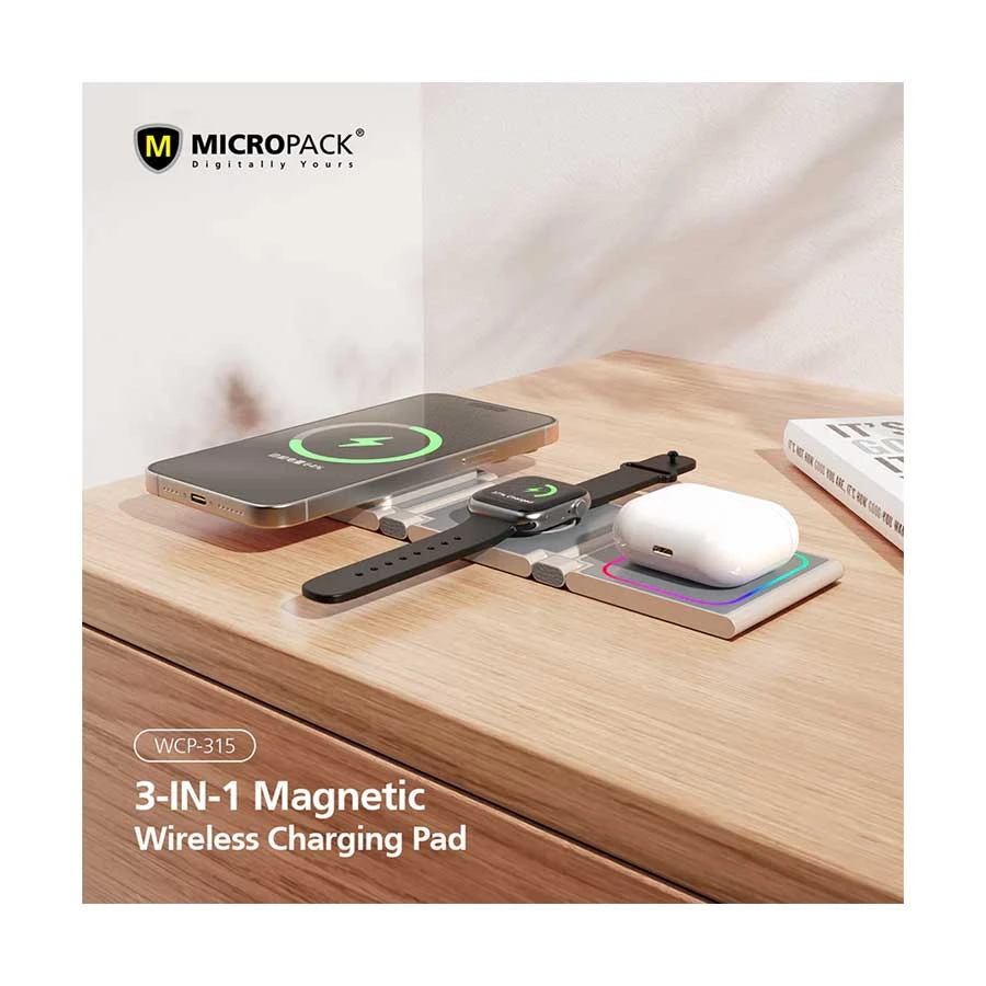 Micropack WCP-315 15W 3-in-1 MagSafe Qi2 Wireless Charger
