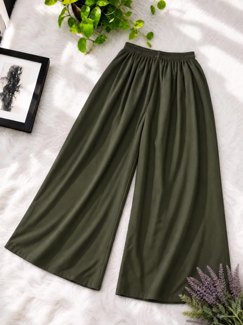 Women's Solid Colour Linen Palazzo, Free Size Waist 28 to 42