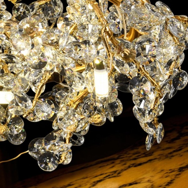 Qulik Modern LED Ceiling Chandeliers Glass Crystal Oxidized gold clear Pendant Lamp