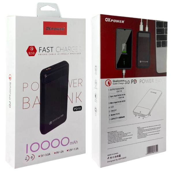 OX পাওয়ার ব্যাংক 10,000 mAh (PD10)