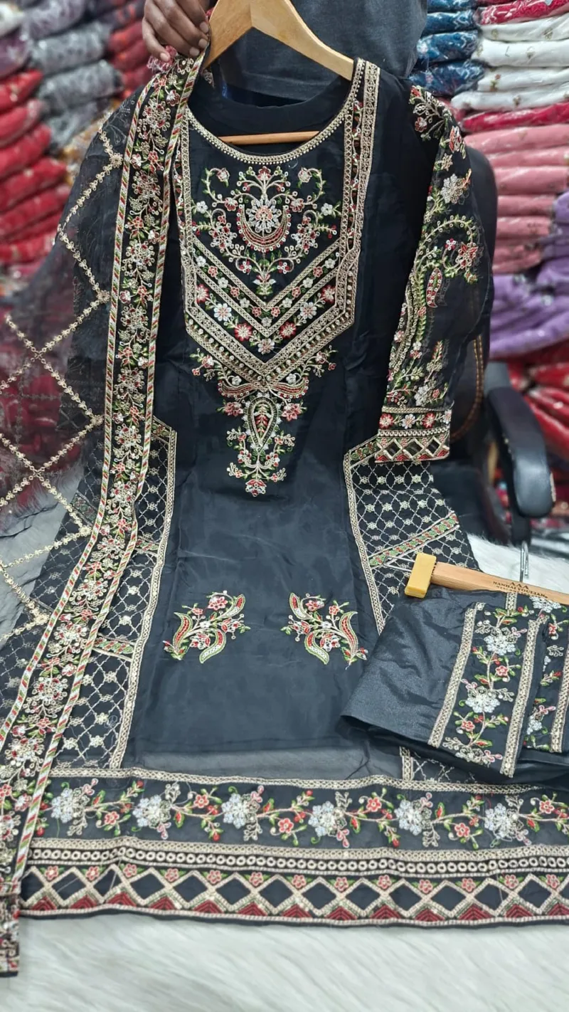 Women's Sada Bahar Tissue Three Piece with Full Sequin Embroidery