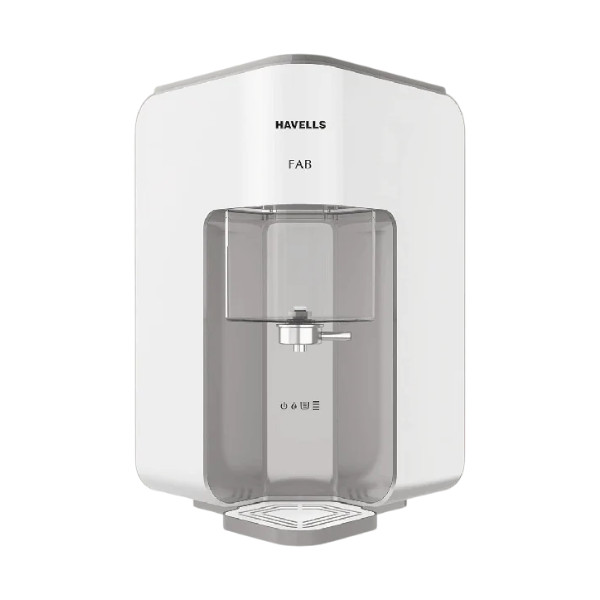 Havells FAB 7 Litre Absoulety Safe RO + UV Water Purifer with 7 Stages, Patented Corner/Wall mounting (Grey and White) H-2004-WP