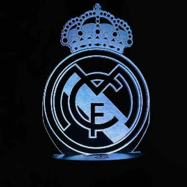 GearUP Acrylic Multicolor Night Lamp Black (Real Madrid FC )