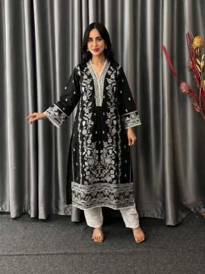 Women's Cotton Two Piece with Embroidered Kameez and Salwar