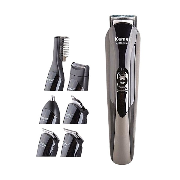 Kemei KM-600 প্রফেশনাল হেয়ার ট্রিমার ৬ ইন ১ হেয়ার ক্লিপার শেভার সেট, ইলেকট্রিক শেভার, দাড়ি ট্রিমার, হেয়ার কাটিং মেশিন