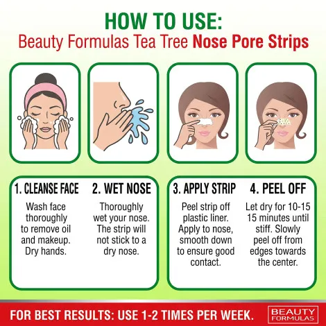 Beauty Formulas Tea Tree নোজ পোর স্ট্রিপস 6টি