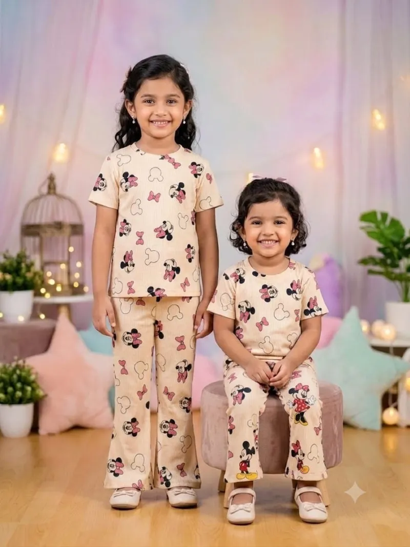 Kids' Half Sleeve Cartoon Tee and Pant Set, 6 Colours, 2 to 8 Years