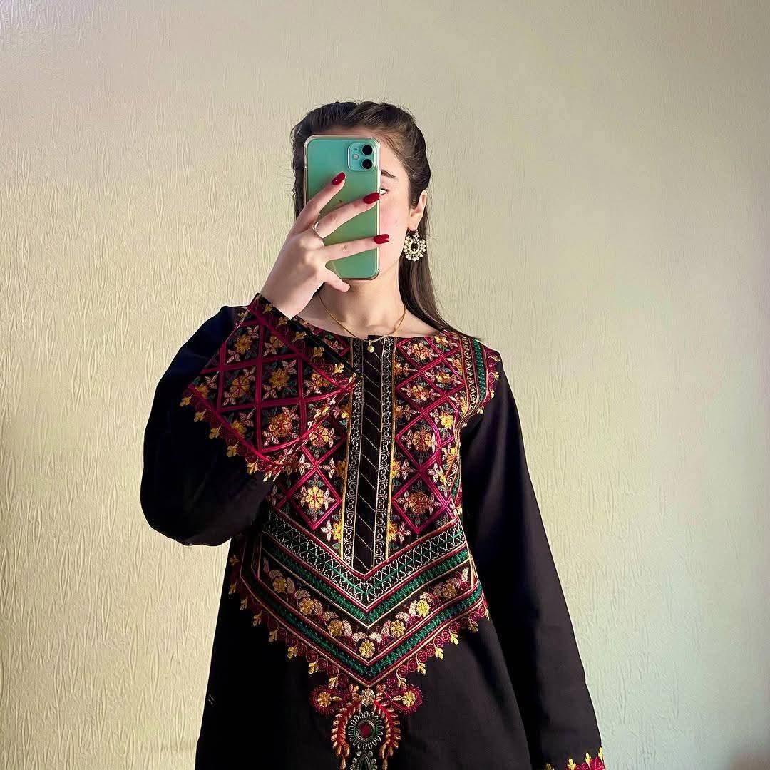 Women's Slub Cotton 2 Piece Set with Full Embroidery