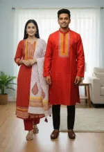 ব্লক প্রিন্ট কাপল থ্রি পিস ও ধুপিয়ান সিল্ক পাঞ্জাবি, 6 রং